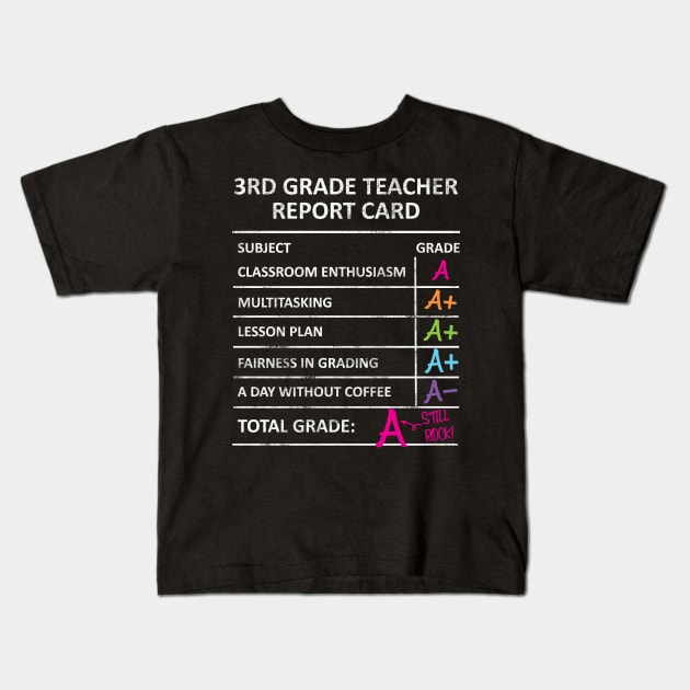 Funny 3rd Third Grade Teacher Report Card Back to School Kids T-Shirt by HCMGift